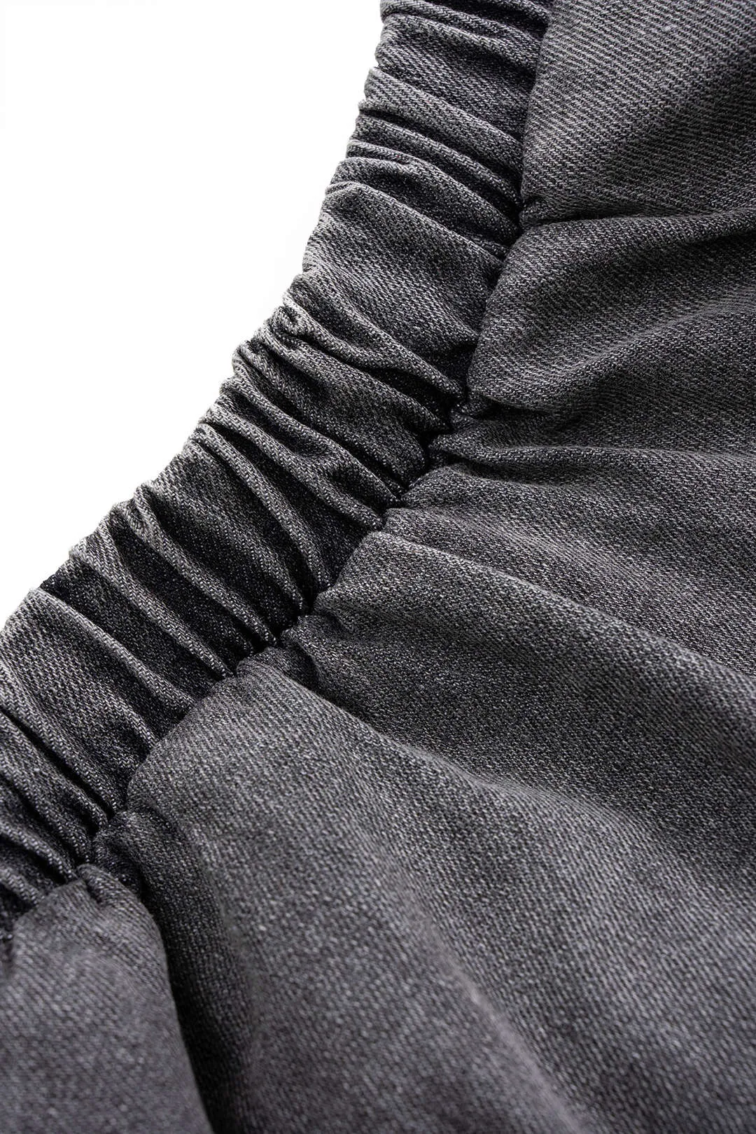 Denim Washed Button Stitching Detail Fake Pocket Long-Sleeve Top And Puff Mini Skirt Set sold by Micas product image thumbnail 4
