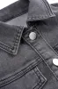 Denim Washed Button Stitching Detail Fake Pocket Long-Sleeve Top And Puff Mini Skirt Set sold by Micas
