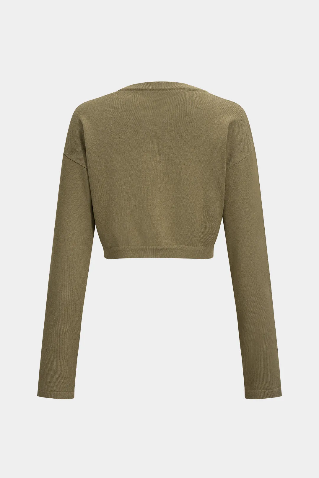 Knit Round Neck Ruched Metallic Decor Long-Sleeve Top sold by Micas product image thumbnail 2