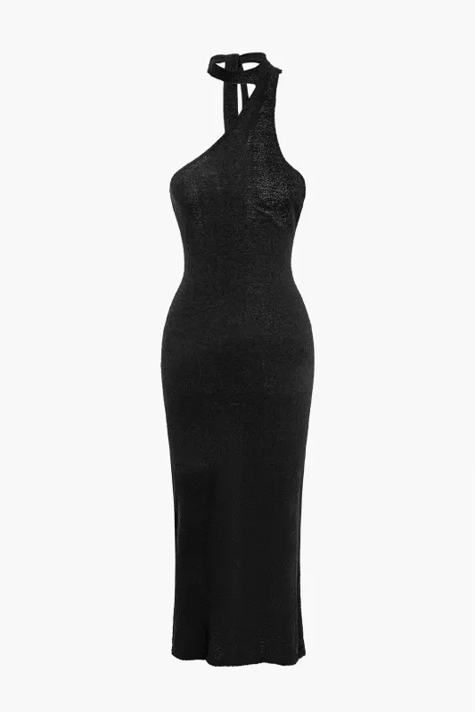 Knitted Asymmetrical Halter Neck Sleeveless Dress sold by Micas
