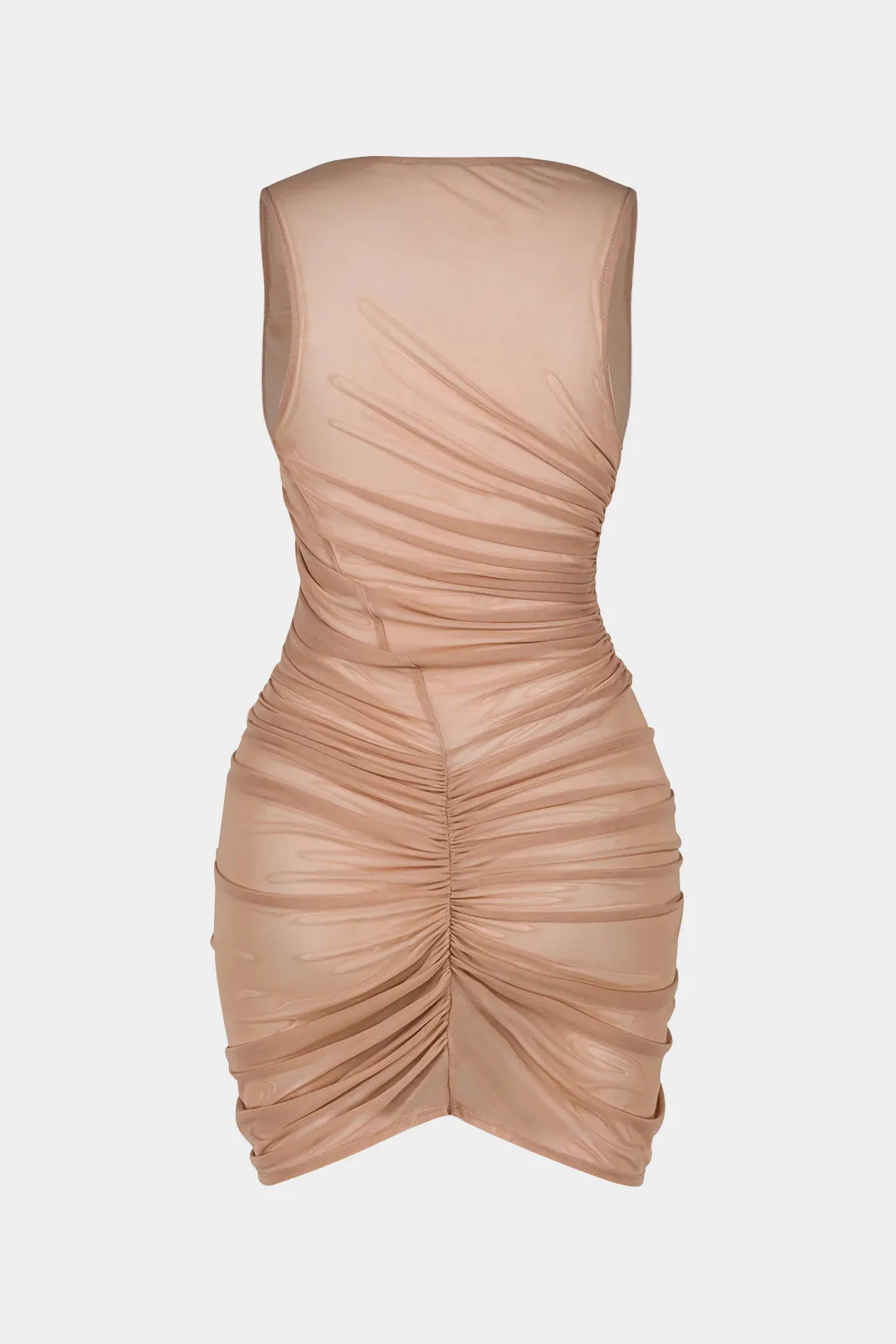 Mesh Asymmetrical Ruched Sleeveless Mini Dress sold by Micas product image thumbnail 2