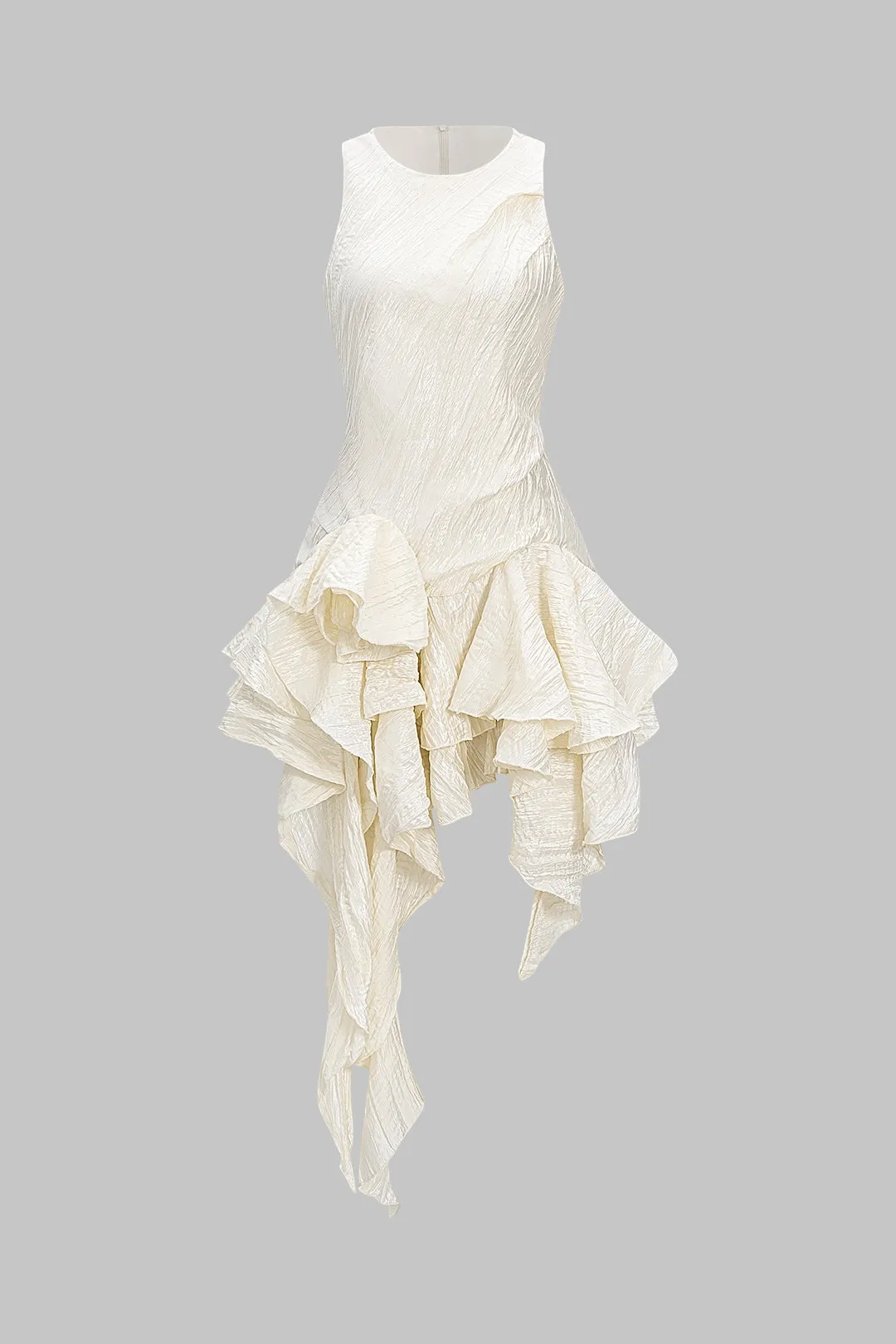 Ribbed Ruffle Zipper Sleeveless sold by Micas