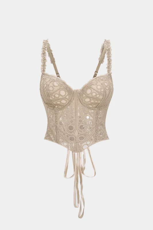 Lace Trim Bustier Corset Tie-Back Cami Top sold by Micas