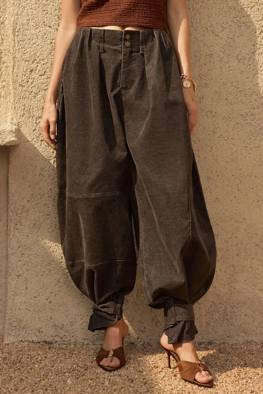 Ruched Pocket Zipper Wide Leg Trousers sold by Micas