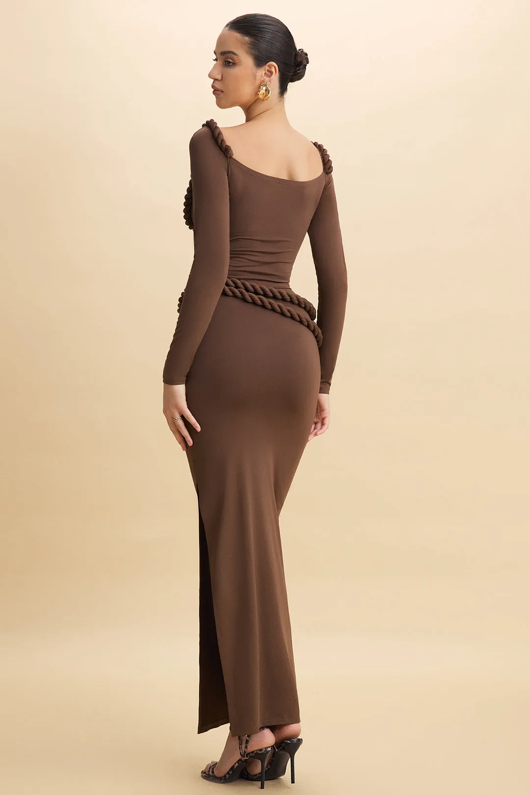 Ruched Twist Knot Long-Sleeve Top And Skirt Set sold by Micas product image thumbnail 2