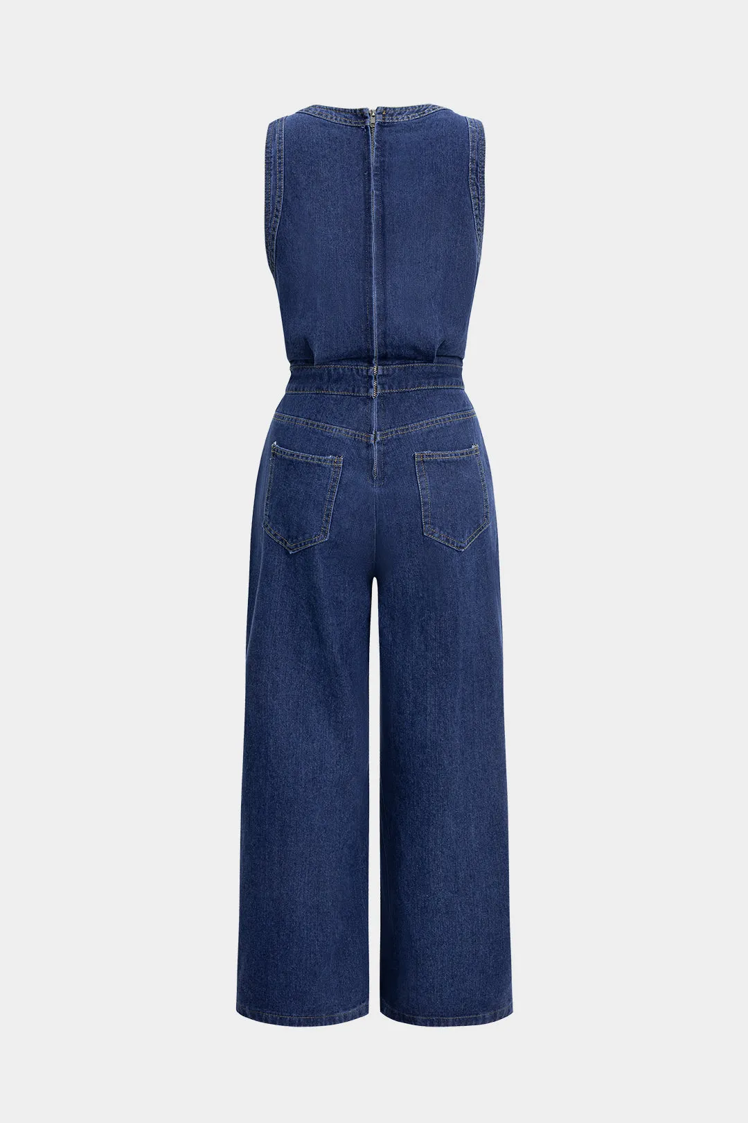 Denim V-Neck Zipper Sleeveless Jumpsuit sold by Micas product image thumbnail 2