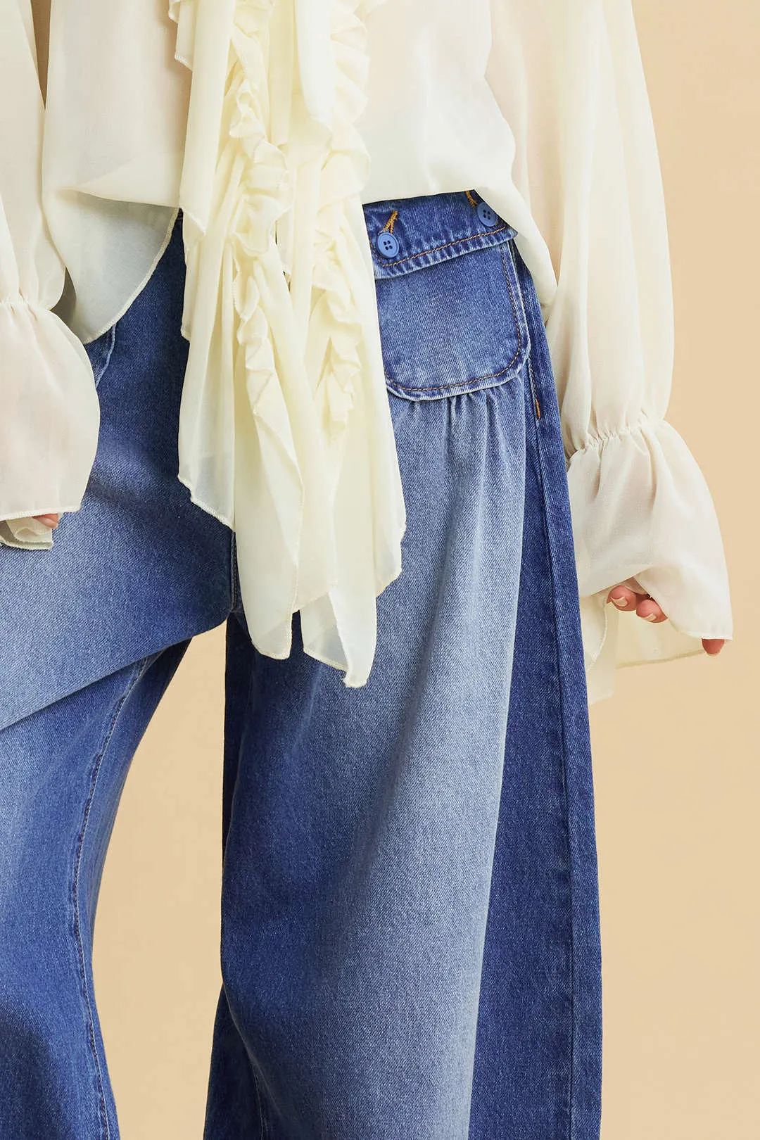 Denim Tie-Up Wide Leg Pocket Jeans sold by Micas product image thumbnail 5