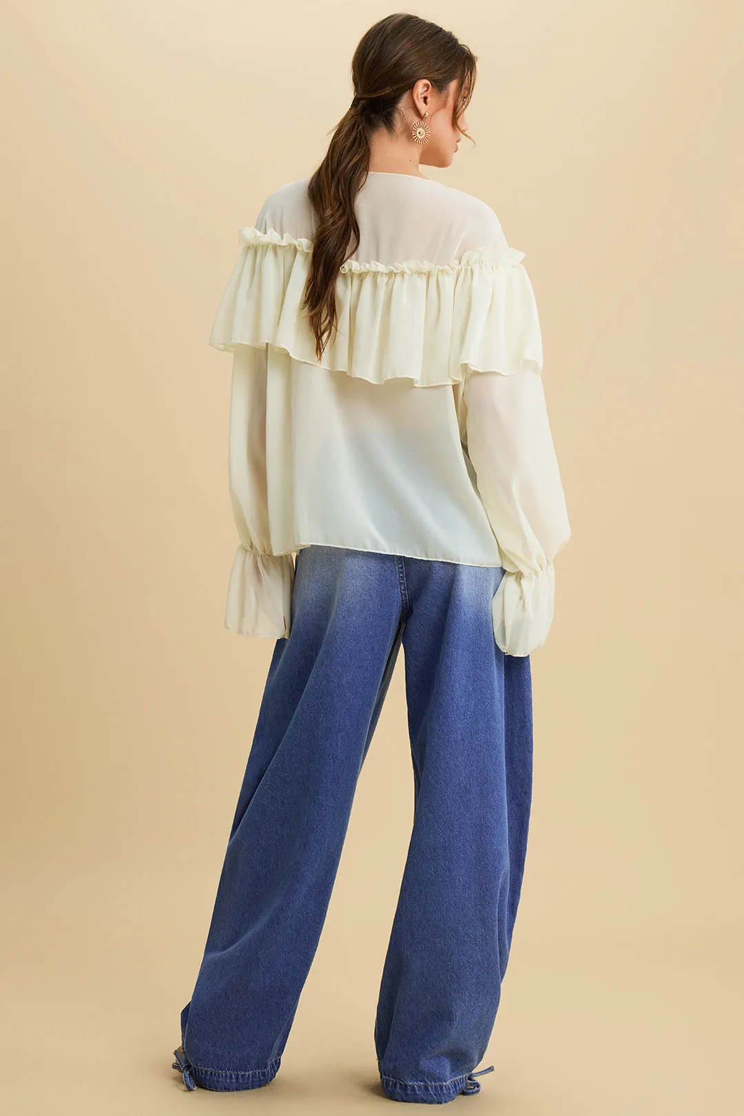 Denim Tie-Up Wide Leg Pocket Jeans sold by Micas product image thumbnail 2