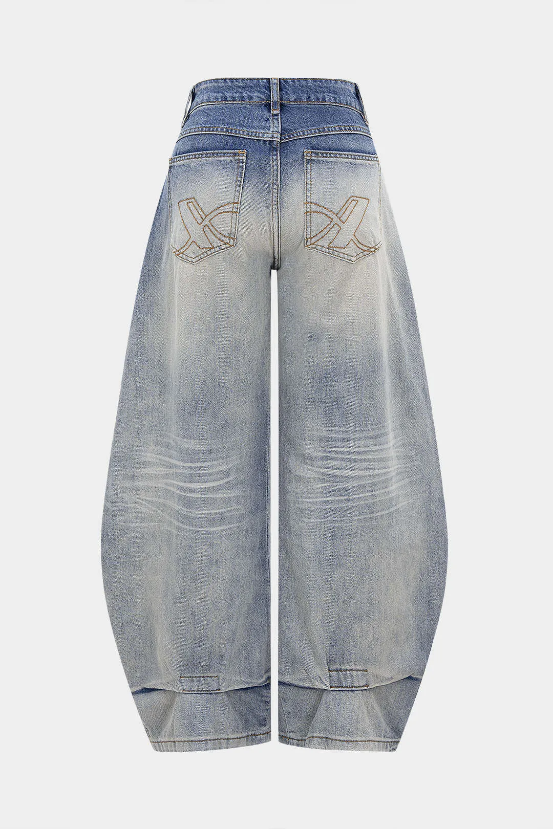 Denim Washed Wide Leg Barrel Jeans sold by Micas product image thumbnail 2