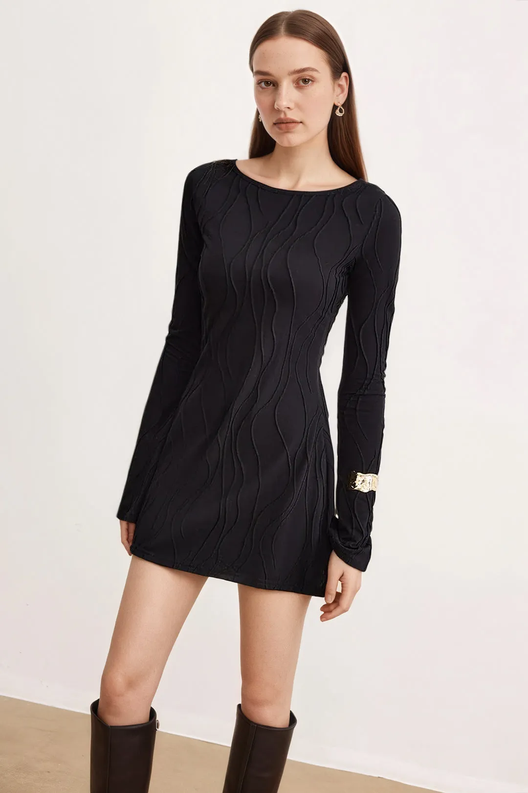 Stitching Detail Long Sleeve Mini Dress sold by Micas