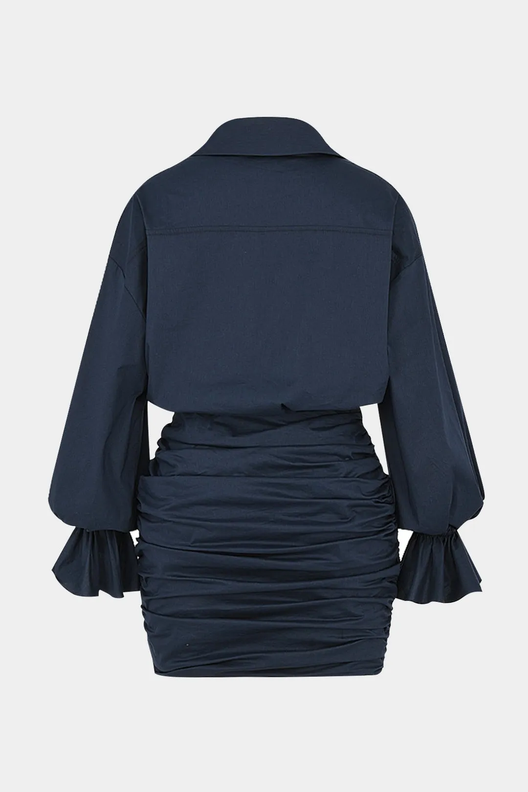 Plus Size Ruched V-Neck Drawstring Ruffle Long Sleeve Mini Dress sold by Micas product image thumbnail 2