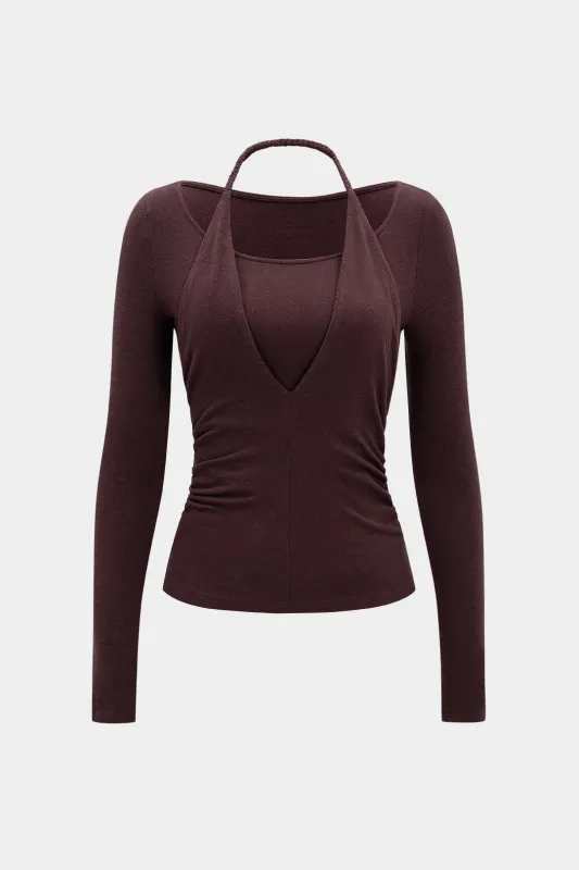 Halter Neck Long-Sleeve Top sold by Micas