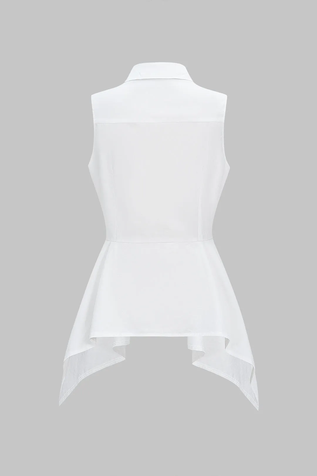 Button Ruffle High Waist Sleeveless Shirt sold by Micas product image thumbnail 2