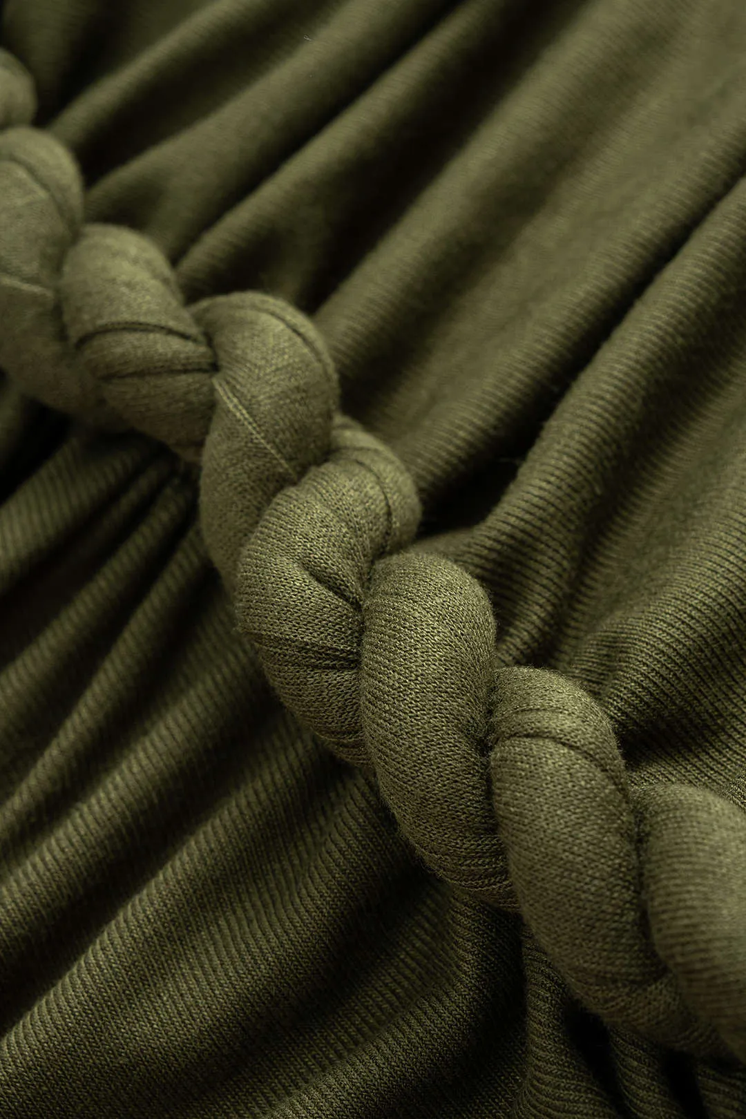 Asymmetrical Shoulder Ruched Twist Knot Sleeveless Maxi Dress sold by Micas product image thumbnail 3