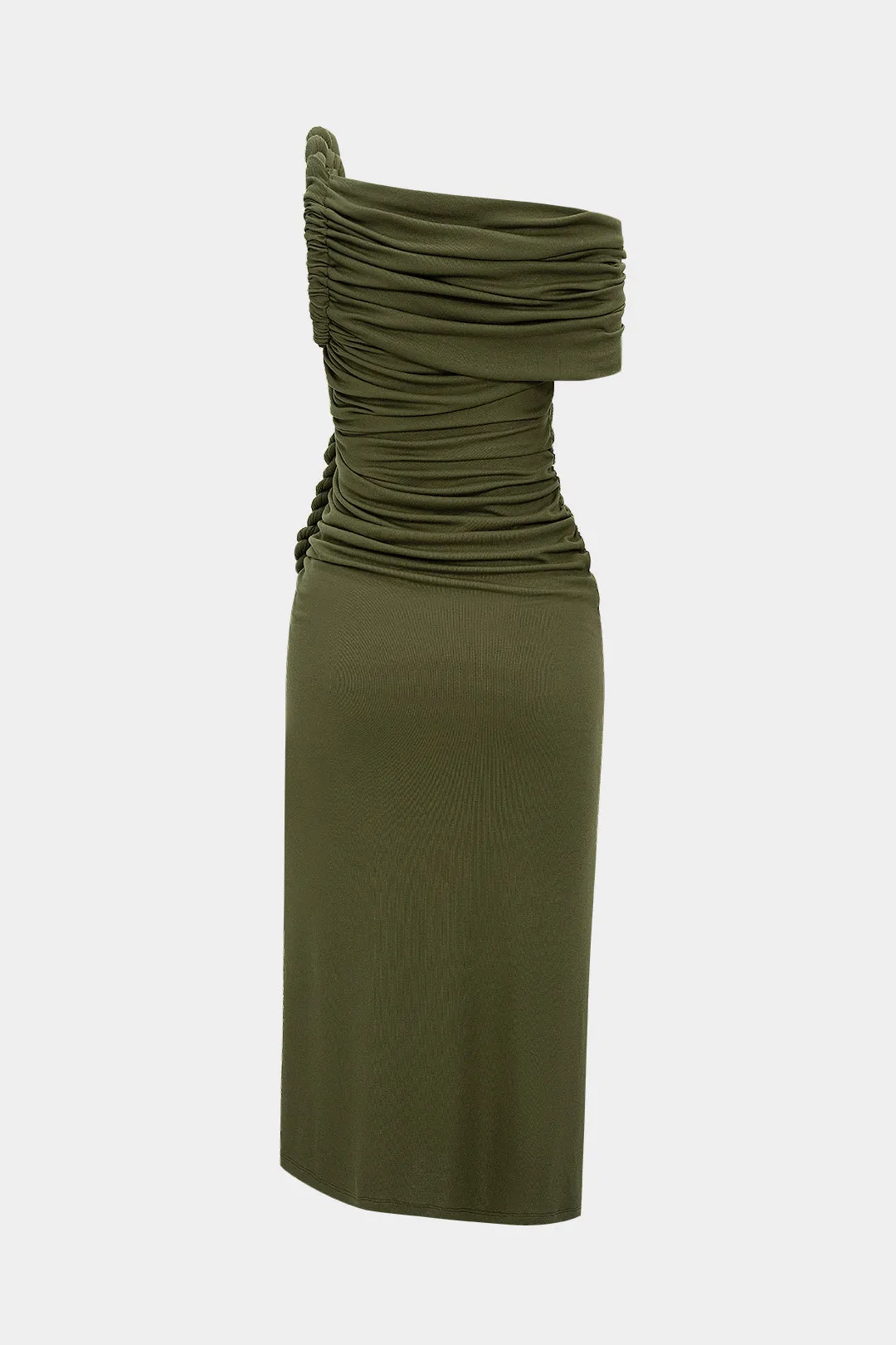 Asymmetrical Shoulder Ruched Twist Knot Sleeveless Maxi Dress sold by Micas product image thumbnail 2