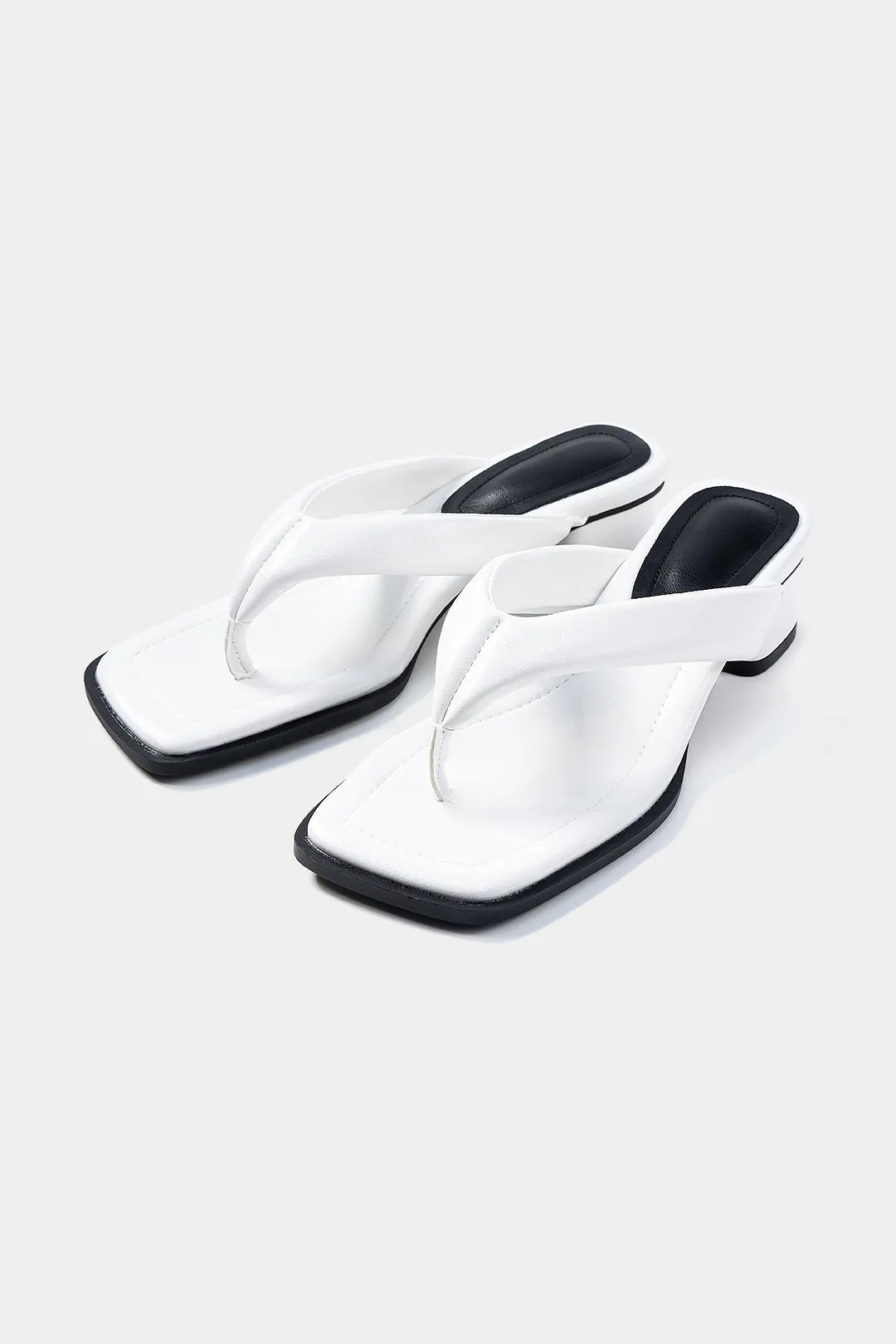 Leather Square Toe Contrast Slippers sold by Micas