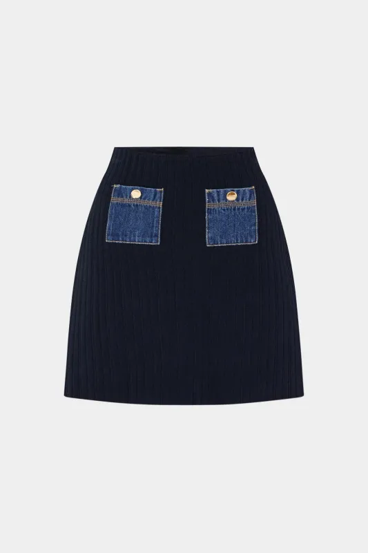 Knit Patchwork Mini Skirt sold by Micas