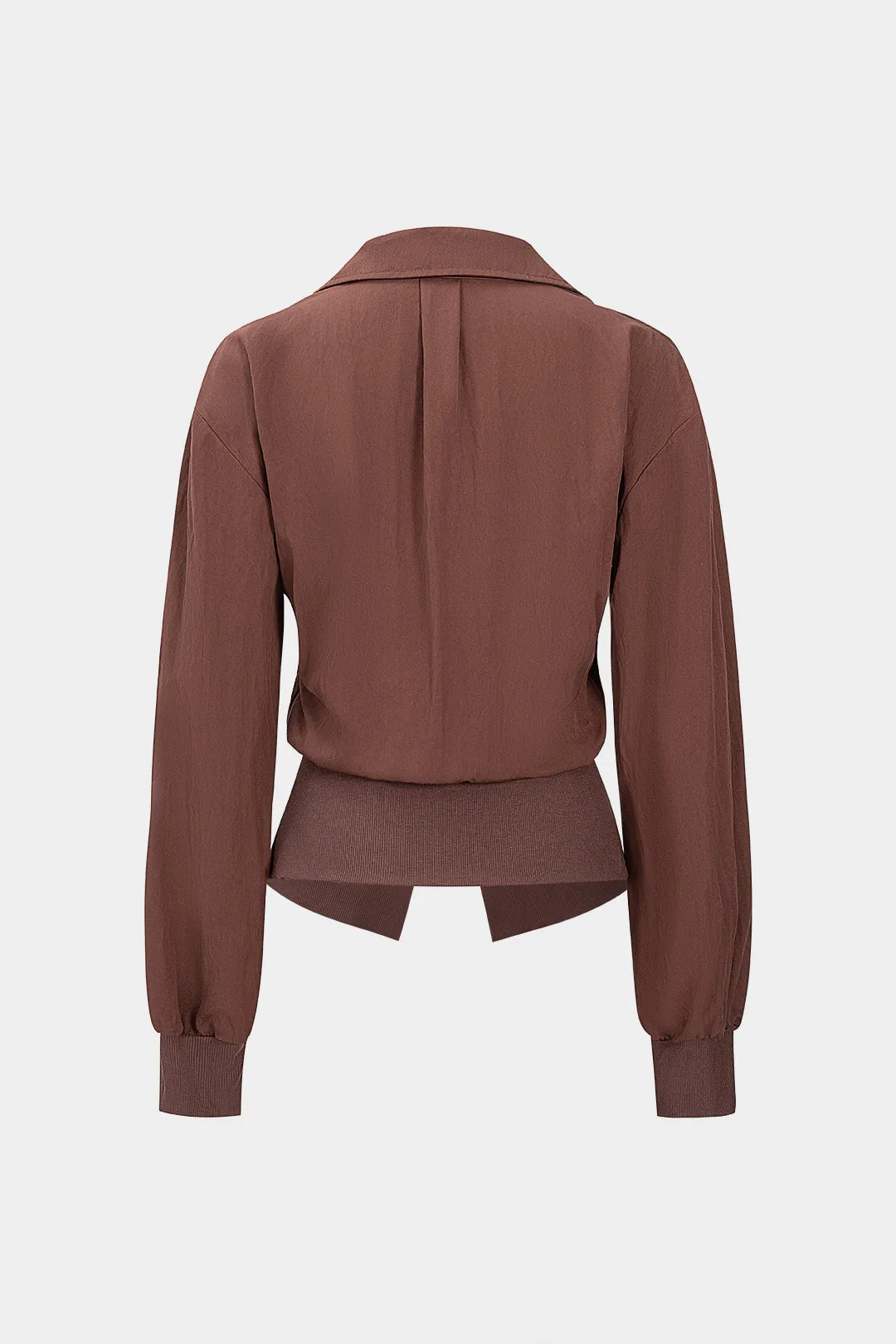 Patchwork Ruched Button Long-Sleeve Shirt sold by Micas product image thumbnail 2