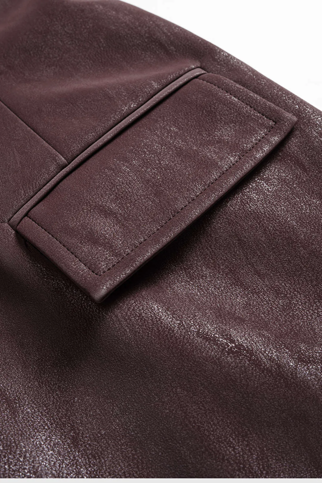 Faux Leather V-Neck Ruched Mini Dress sold by Micas product image thumbnail 3