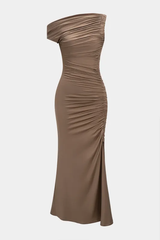 One Shoulder Ruched Maxi Dress sold by Micas