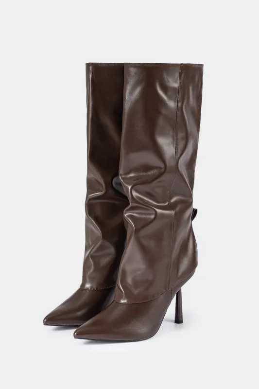 Leather Pointed Toe Mid-Calf Boots sold by Micas