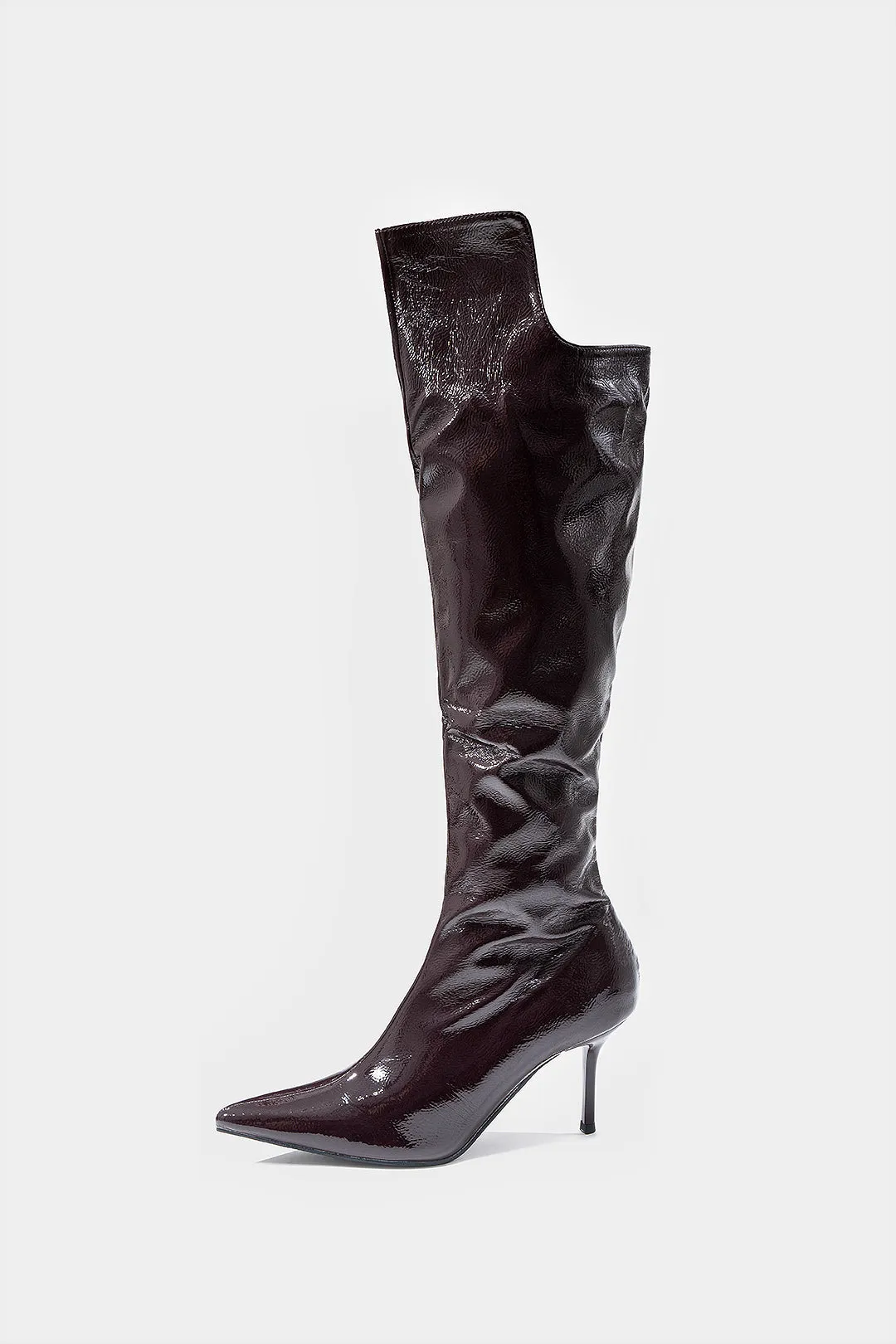Leather Pointed Toe Zipper Knee High Boots sold by Micas product image thumbnail 2