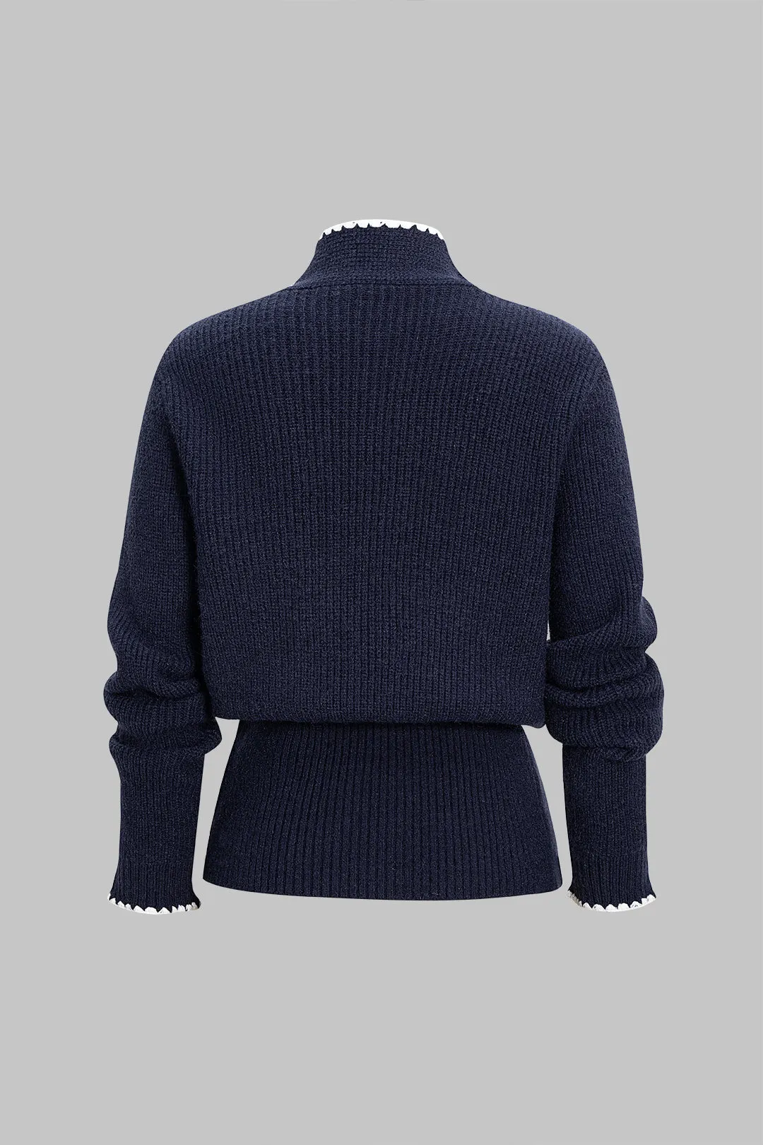 Knit Contrast Button Tie-Up Cardigan sold by Micas product image thumbnail 2