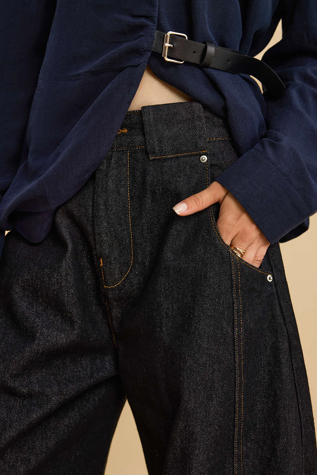 Denim Zipper Pocket Barrel Jeans sold by Micas product image thumbnail 4