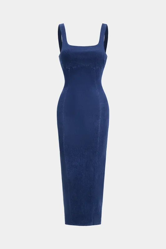 Denim Backless Zipper Sleeveless Dress sold by Micas