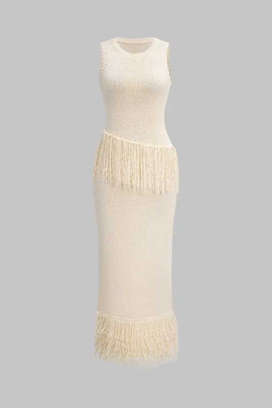 Knit Fringe Sleeveless Dress sold by Micas