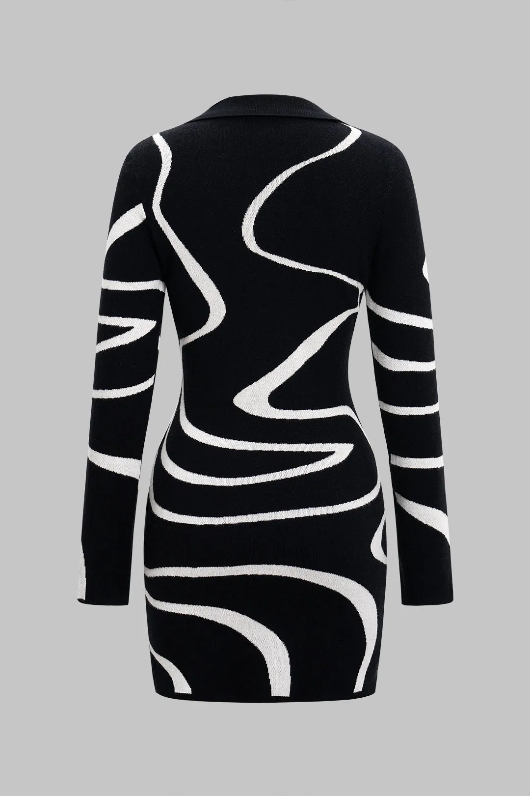 Knit Contrast Abstract Print V-Neck Dress Short Sleeve sold by Micas product image thumbnail 2