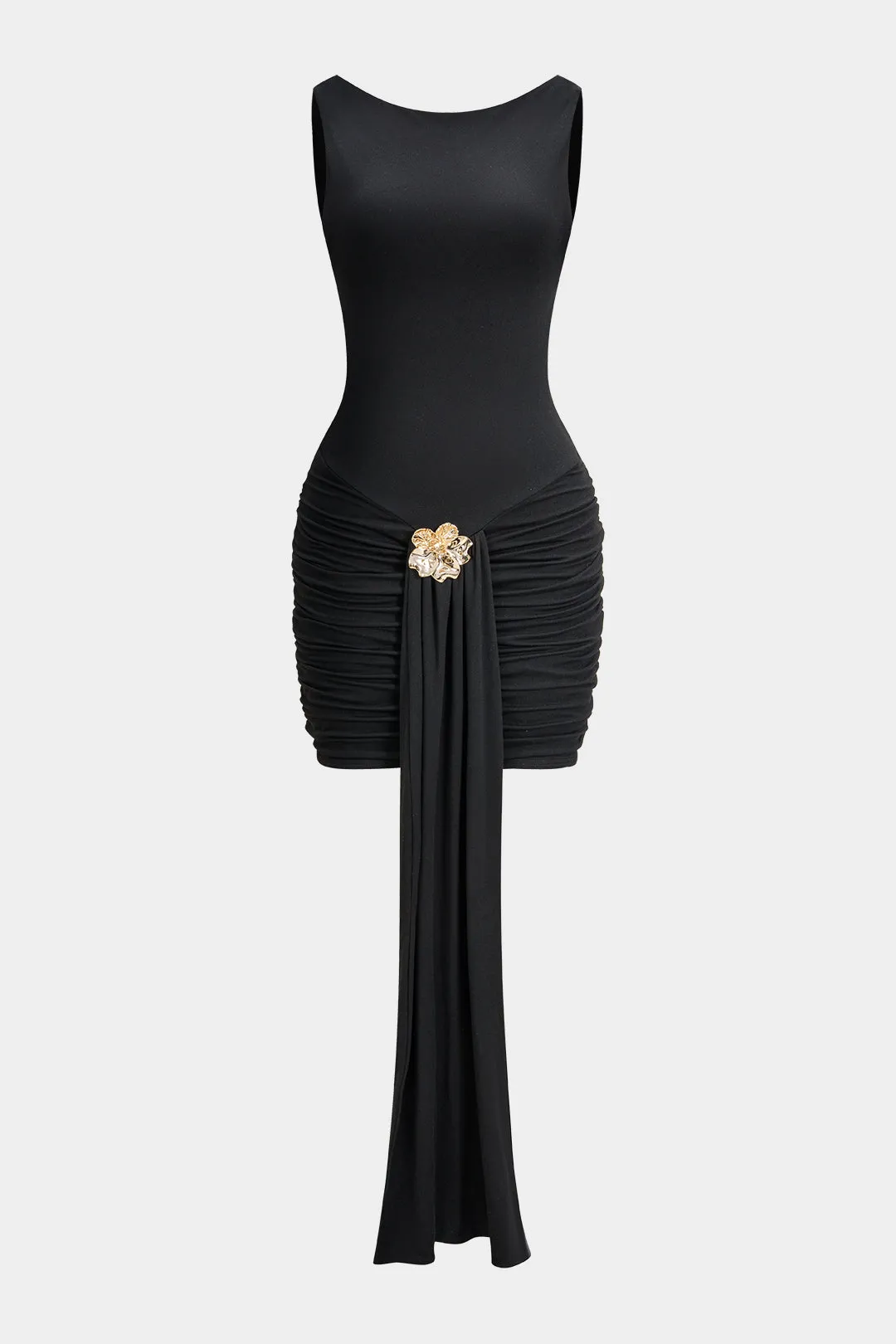 Metallic Decor Ruched Strappy Sleeveless Mini Dress sold by Micas