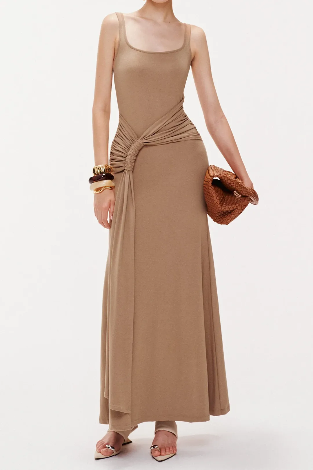 Strappy Square Neck Ruched Sleeveless Maxi Dress sold by Micas
