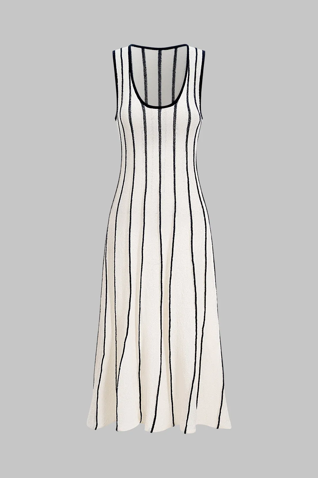 Stripes Contrast Sleeveless Midi Dress sold by Micas