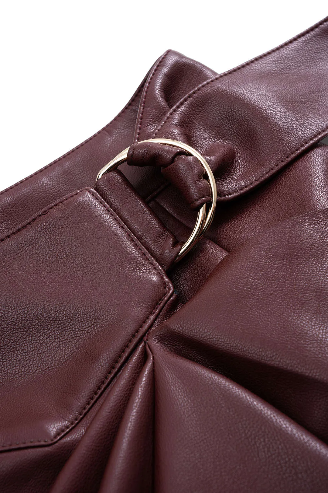 Faux Leather Metallic Pleated Ruffle Skirt sold by Micas product image thumbnail 3