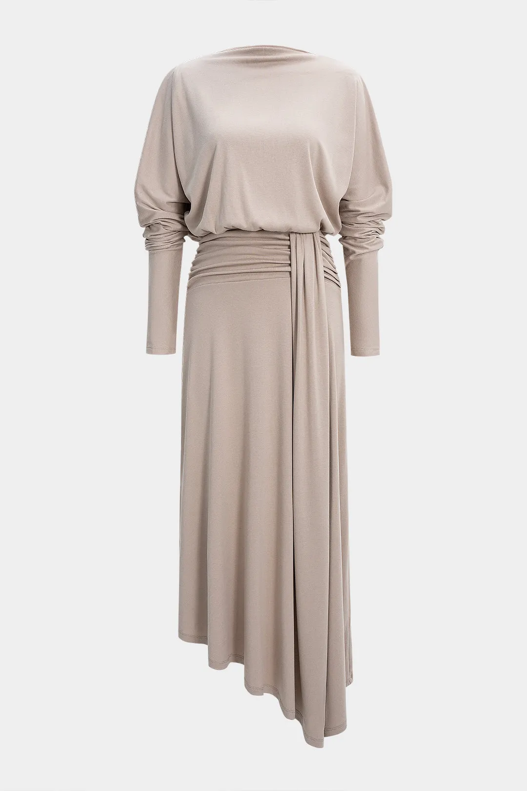 Ruched Backless Long Sleeve Maxi Dress sold by Micas