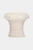 Off Shoulder Ruched Short Sleeve T-Shirt sold by Micas