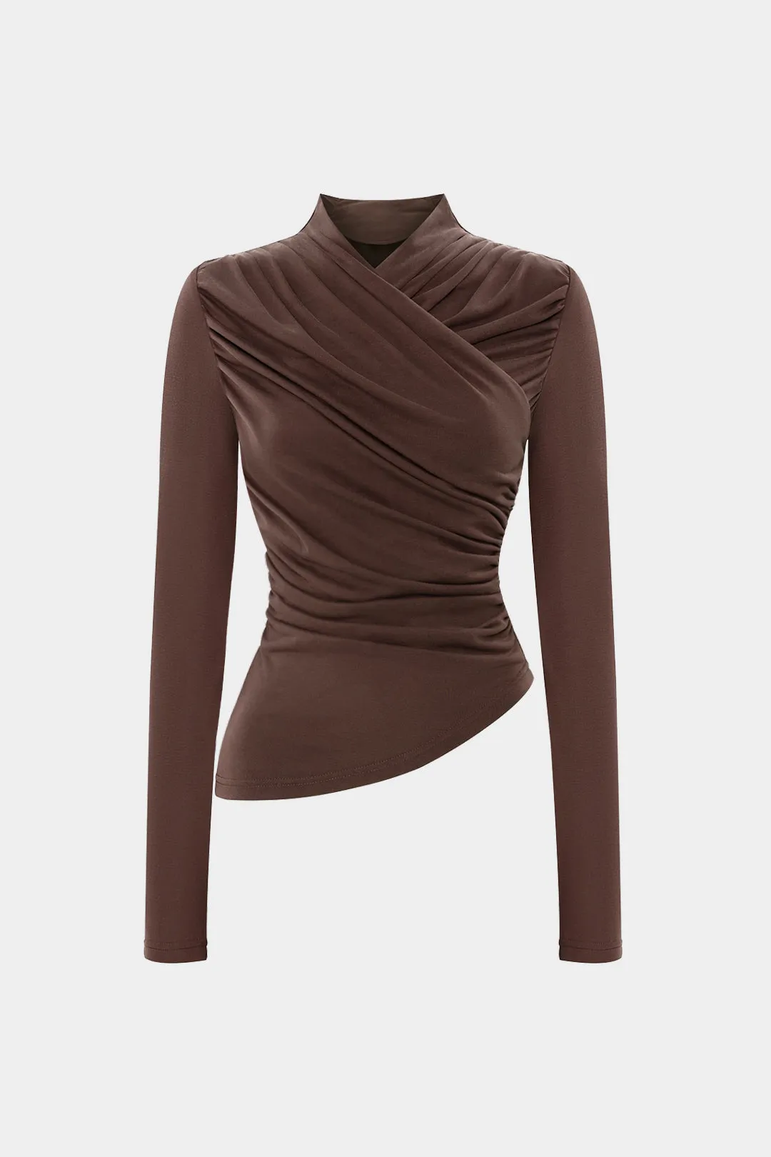 Asymmetrical Ruched Long-Sleeve Top sold by Micas