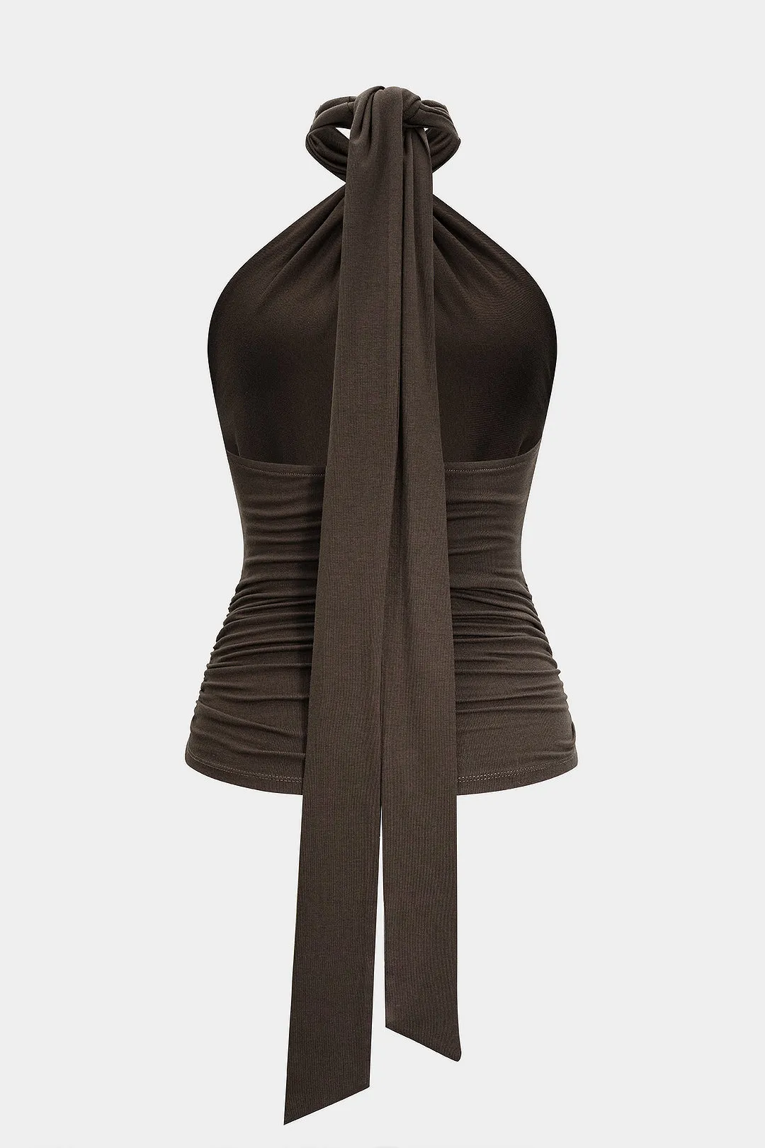 Metallic Decor Cowl Neck Tie Back Ruched Backless Cami Top sold by Micas product image thumbnail 2
