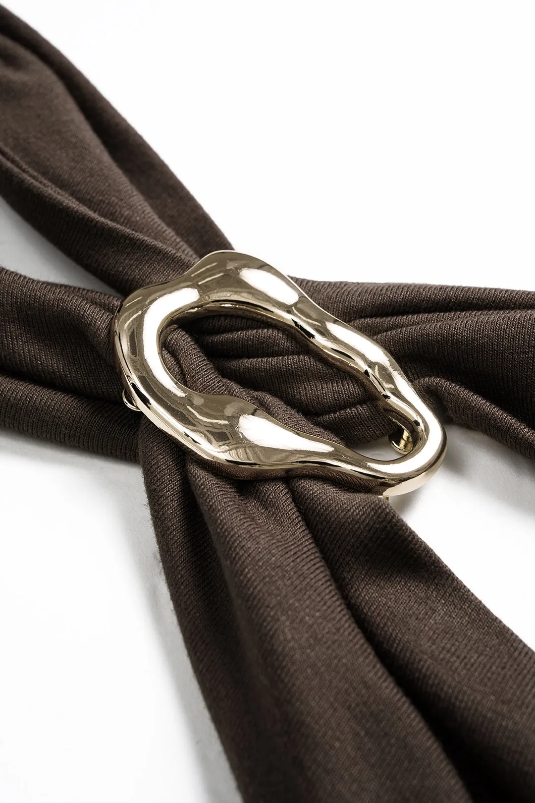 Metallic Decor Cowl Neck Tie Back Ruched Backless Cami Top sold by Micas product image thumbnail 3