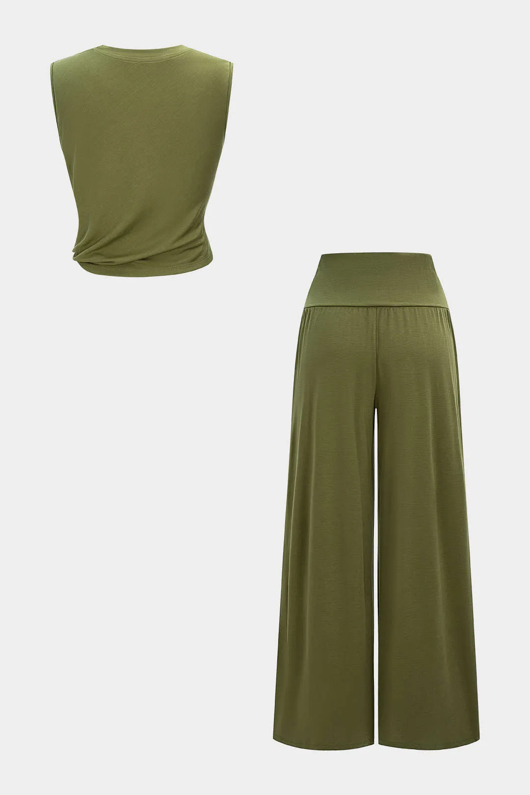 Asymmetrical Twist Knot Tank Top And High Waist Trousers Set sold by Micas product image thumbnail 2