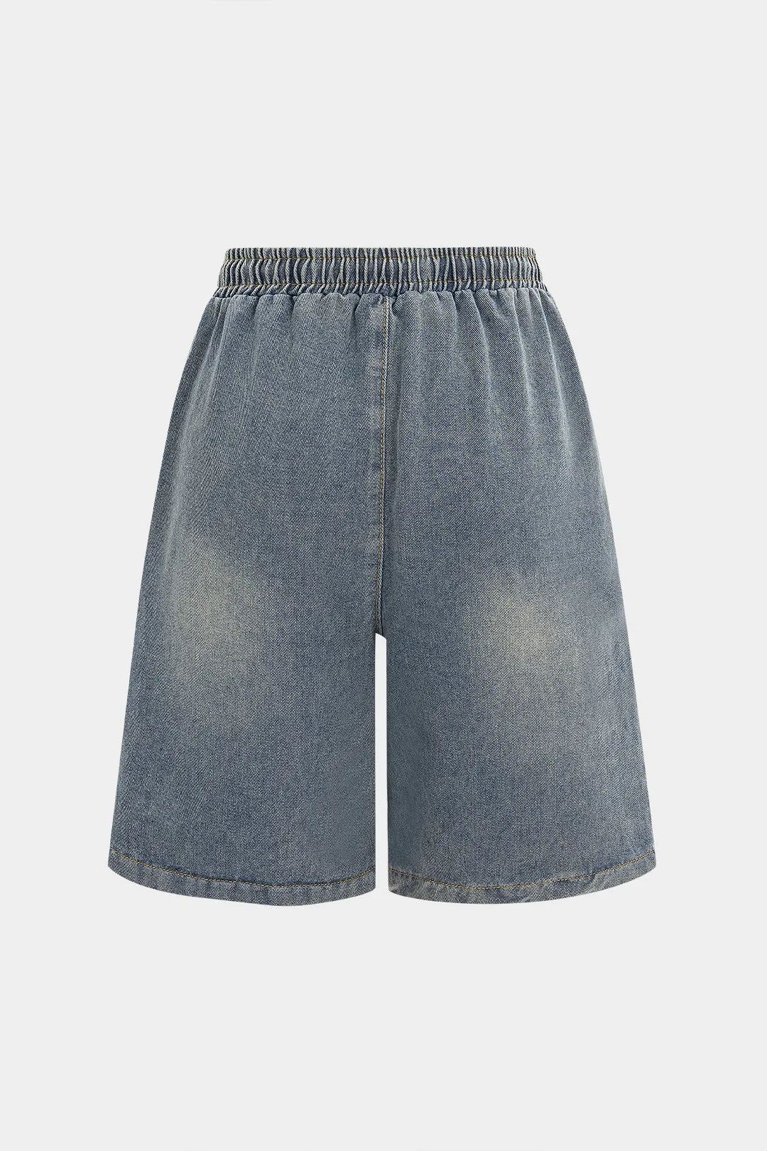 Denim Washed Shirred Waistband Tie-Up Jorts sold by Micas product image thumbnail 2