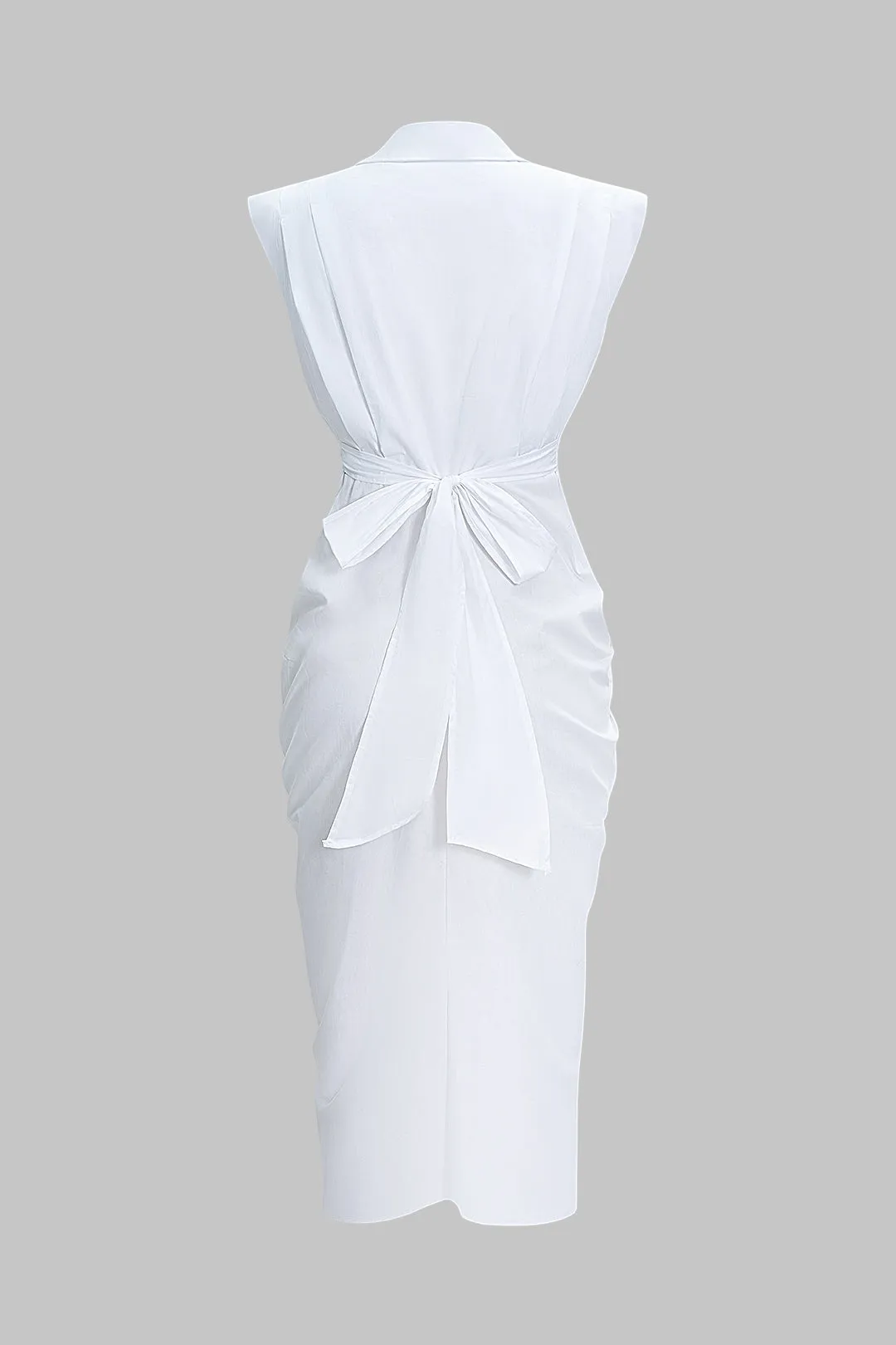 Button Pleated Tie-Back Sleeveless Midi Dress sold by Micas product image thumbnail 2