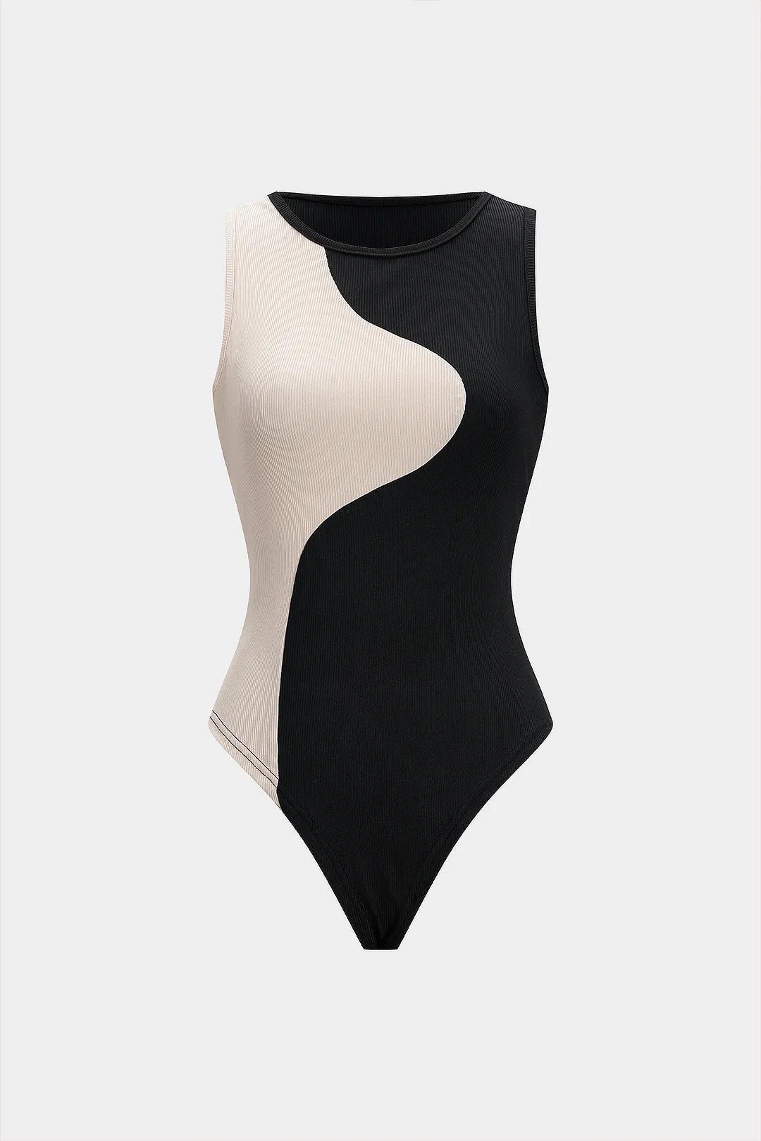 Color Block Print Sleeveless Bodysuit sold by Micas