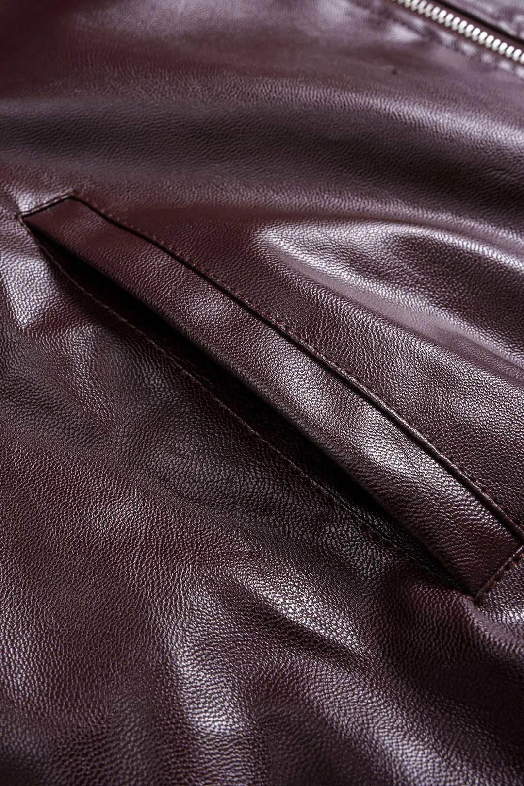 Faux Leather Smocked Zipper Jacket sold by Micas product image thumbnail 3