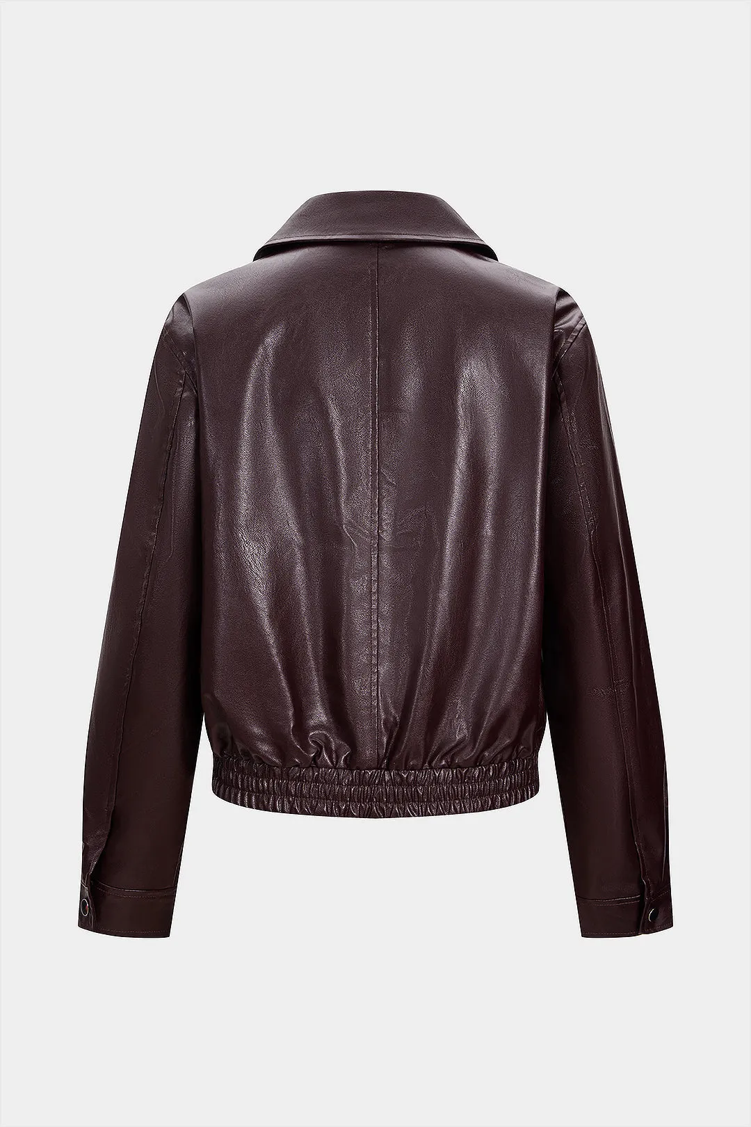 Faux Leather Smocked Zipper Jacket sold by Micas product image thumbnail 2