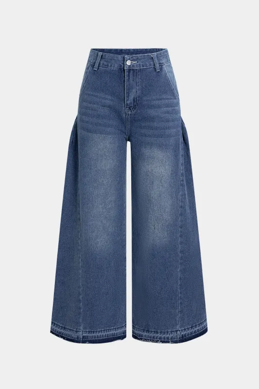 Plus Size Denim Fringe Flared Wide Leg Jeans sold by Micas
