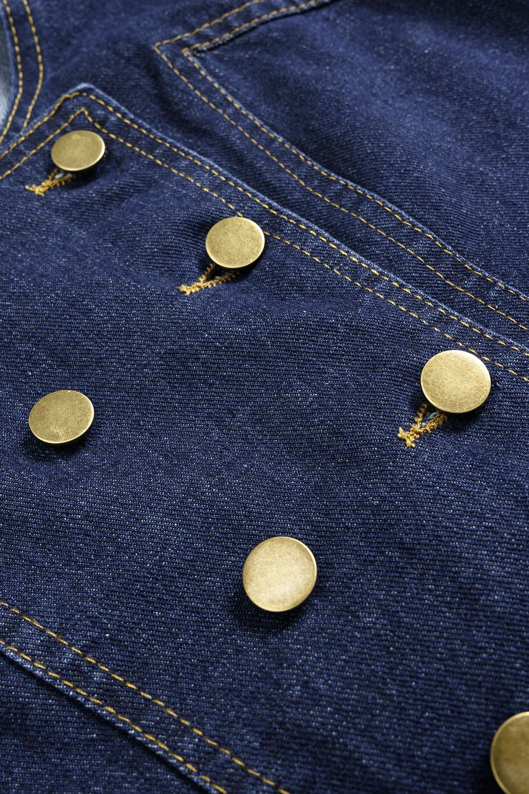 Denim Button Tank Top And High Waist Straight Leg Jeans Set sold by Micas product image thumbnail 3