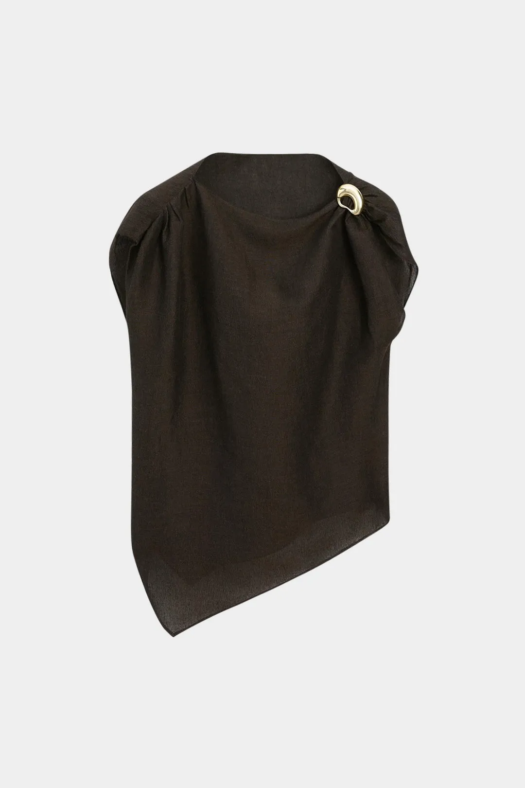 Satin Metallic Decor Ruched Tank Top sold by Micas