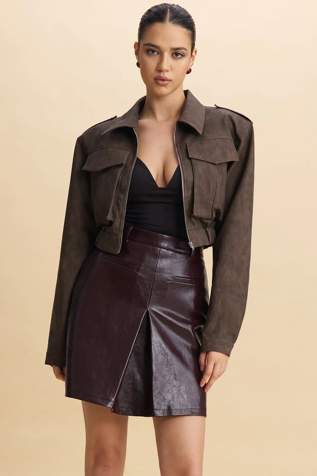 Faux Leather Zipper Pocket Jacket sold by Micas